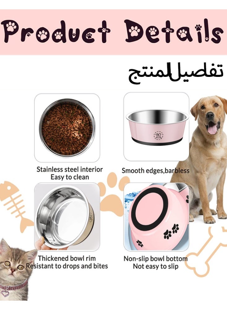 Malaksky Pet Supply Stainless Steel Dog & Cat Food Bowl - Heavy Duty - Stainless Steel, Double Wall Insulated, Non-Slip Elevated Bowl for Medium Small Breed Cat &Dogs, Anti Rust Dishwasher Safe - Image 3